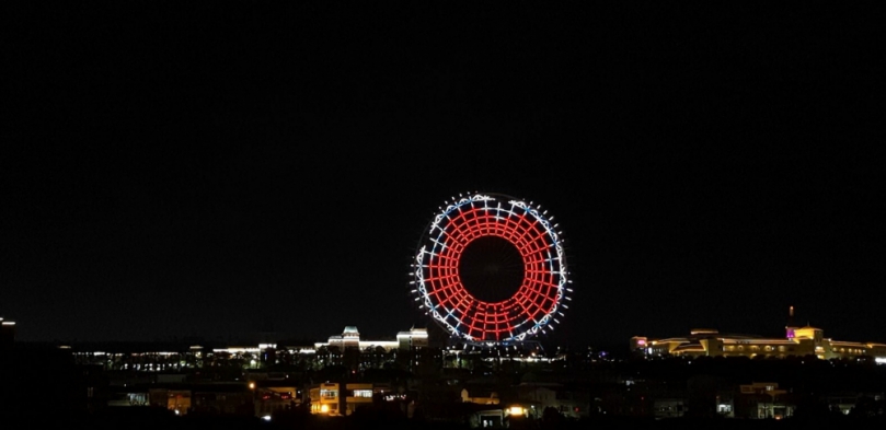 「麟洋配」奧運再次奪金！中台灣地標「天空之夢摩天輪」奧運燈光秀  夜空中應援加油