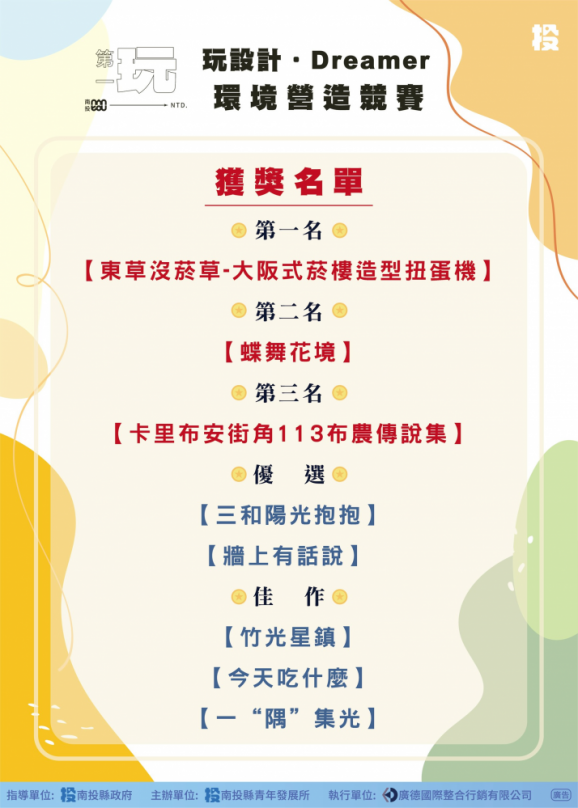 「玩設計・Dreamer」環境營造競賽決賽結果揭曉