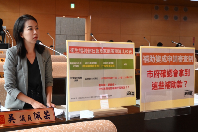 中央補助款不確定  議員吳佩芸質疑中市府預算如何編？中市府要不要自己扛？