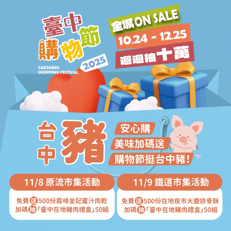 購物節挺台中豬！原流市集免費發放蜜汁肉乾500份  粉絲留言再抽418份肉乾絲