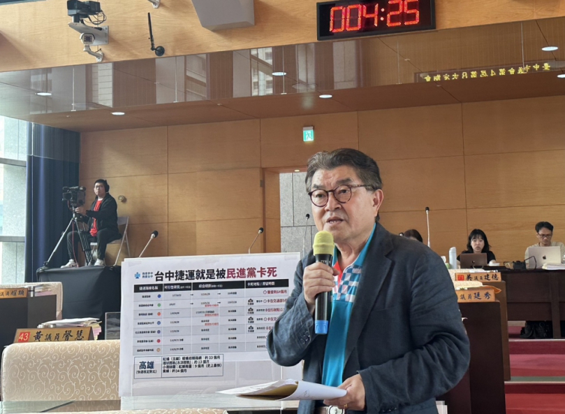 台中捷運推動緩慢，很大原因是卡在中央審查   國民黨台中市議員李中質問交通局長葉昭甫「難道台中的專家不如人嗎？」