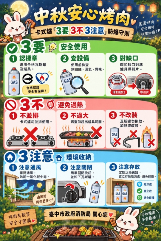 中秋安心烤肉，卡式爐防爆守則大公開