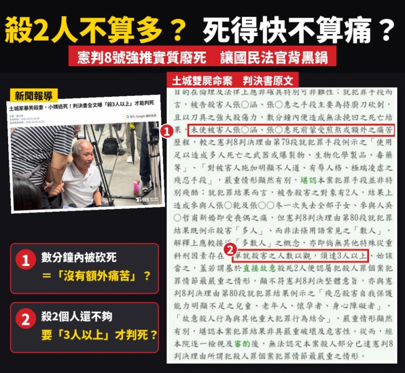 吳宗憲委員表示：殺兩人不算多嗎？