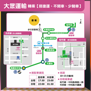 跨年怎麼去水湳中央公園？中市交通局：捷運轉乘接駁車 坐滿發車最便利