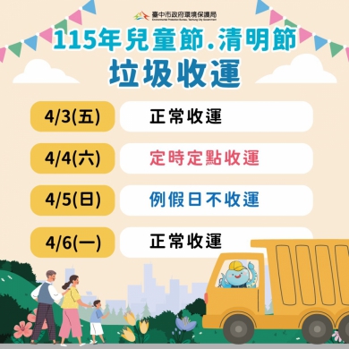 清明連假垃圾收運服務調整　4月4日採定時定點