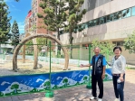 台中市大里區內新人行廣場「類花之道」登場    居民期盼候車亭也有了
